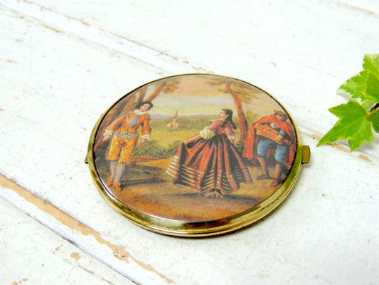 ヴィクトリアン・絵画デザイン・アンティーク・コンパクトミラー・鏡・携帯ミラー・両面タイプ