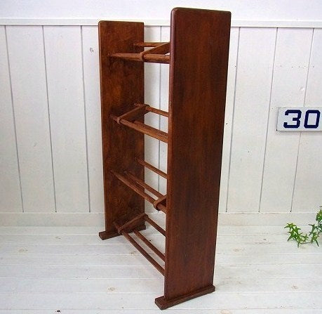 ブックエンド付き・4段式・木製・アンティーク・ブックシェルフ/本棚　USA