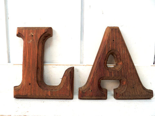 【LA】木製・看板・ヴィンテージ・アルファベットサイン/プレート/木製サイン USA