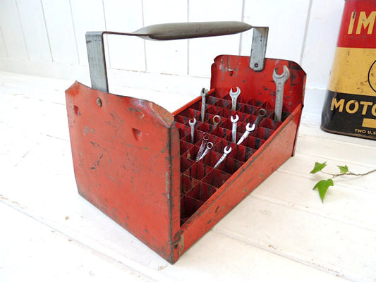 USA・レッドカラー・メタル製・工業系・工具箱・ヴィンテージ・ツールボックス・バスケット
