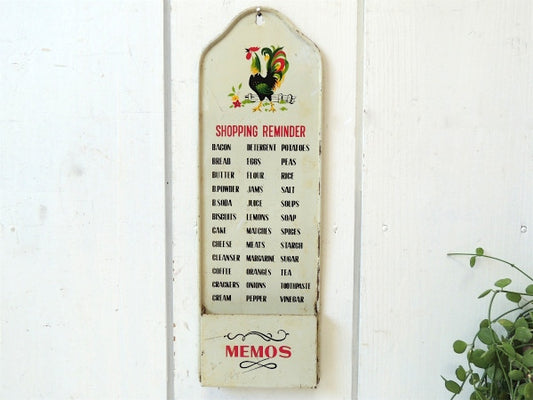 【SHOPPING REMINDER】にわとり柄・買い物リスト表・ヴィンテージ・メモホルダー USA