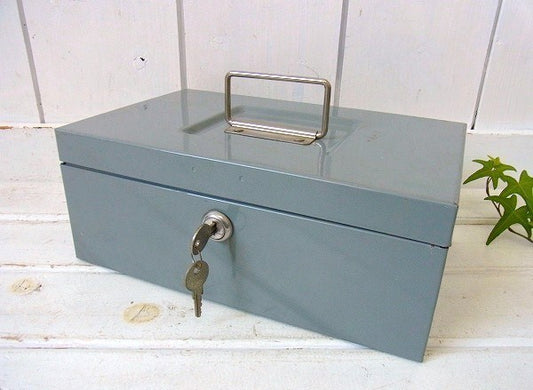 工業系のメタル製・鍵付き・ヴィンテージ・キャッシュボックス/金庫 USA