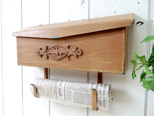 新聞受け付き・横型・ヴィンテージ・メールボックス/郵便受け/ポスト/イーグルモチーフ