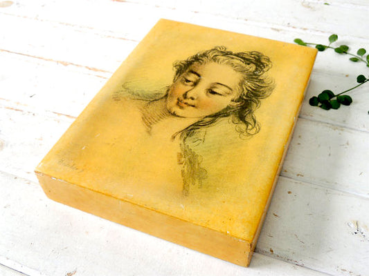 フランソワ・ブーシェ・フランス画家・頭部習作・美人 女性 アンティーク・ウッドボックス 木箱・ケース