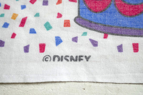 ミッキー&フレンズ カラフル紙吹雪 パーティー&ケーキ柄 ヴィンテージ ユーズドシーツ(1/2)