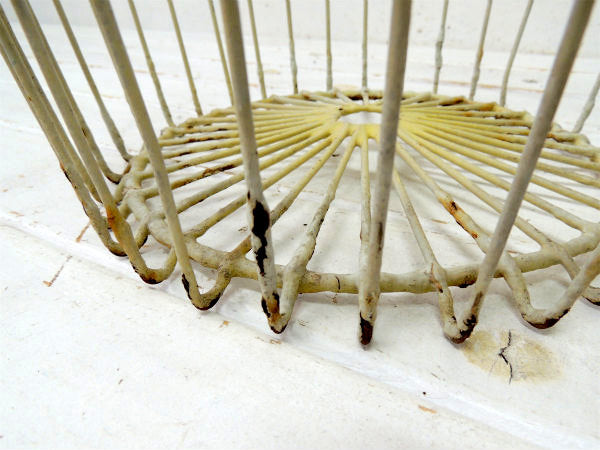 シャビー アイアン製 クリームカラー アンティーク ワイヤーバスケット ラウンドバスケット カゴ