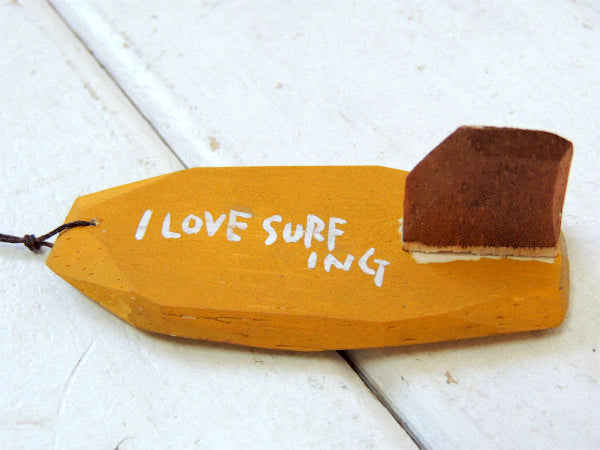 【ALOHA】松田大児作・マスタード×グレー・木製・ミニサーフボード・オブジェ・アート㉖