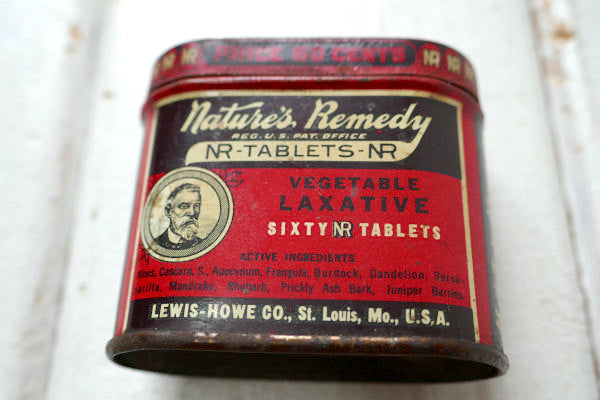 Nature's Remedy 赤 タブレット 1945 ヴィンテージ ティン缶 ブリキ缶 USA