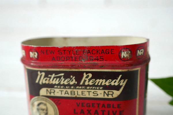 Nature's Remedy 赤 タブレット 1945 ヴィンテージ ティン缶 ブリキ缶 USA
