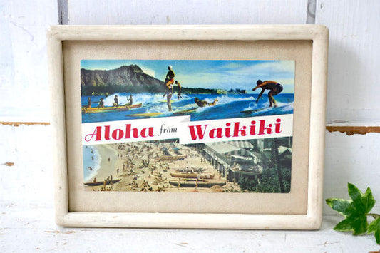 アロハ ハワイ・ワイキキ ビンテージ・ダイヤモンドヘッド サーフィン・ポストカード 絵葉書 US