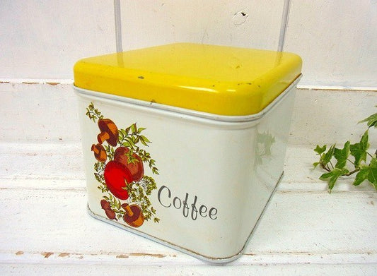 【CHEINCO社】COFFEE・ベジタブル柄・ティン製・アンティーク・キャニスター/ティン缶