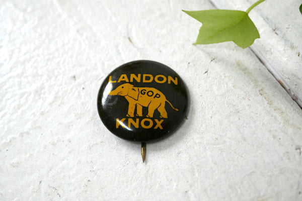 1930's~LANDON KNOX  エレファント 共和党 政治家 ・ヴィンテージ・缶バッジ・US