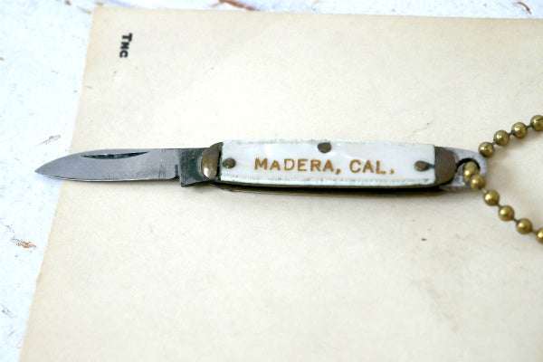 MADERA・カリフォルニア ビンテージ・ポケットナイフ 折りたたみナイフ・キーチェーン付き USA