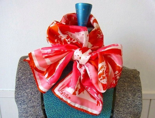 【Vera Neumann】ヴェラニューマン・ヴィンテージ・スカーフ/ピンク/scarf USA