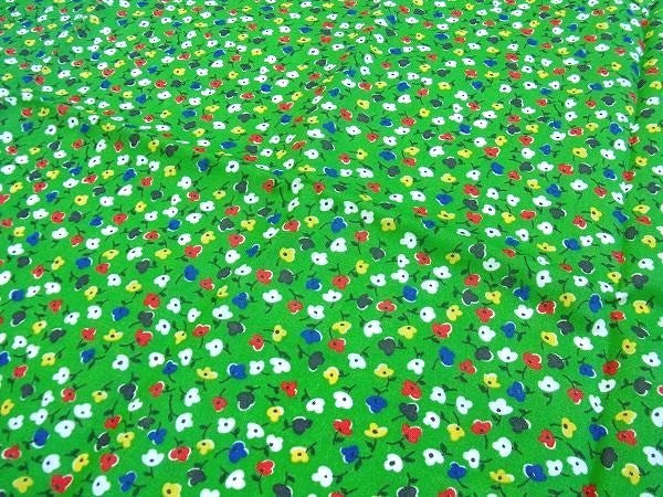 グリーン・小花柄・デッドストック・ヴィンテージ・ファブリック/生地 USA