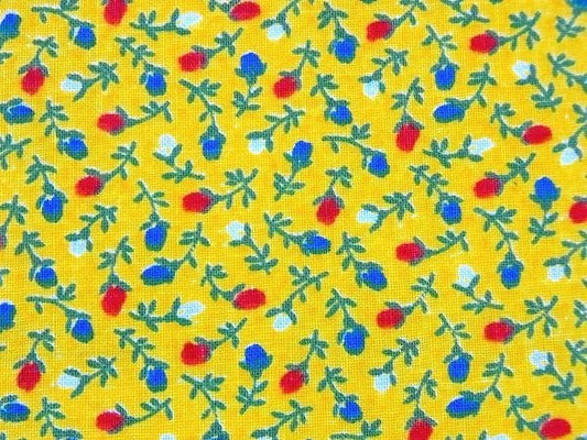 イエロー・小花柄・デッドストック・ヴィンテージ・ファブリック/生地 USA