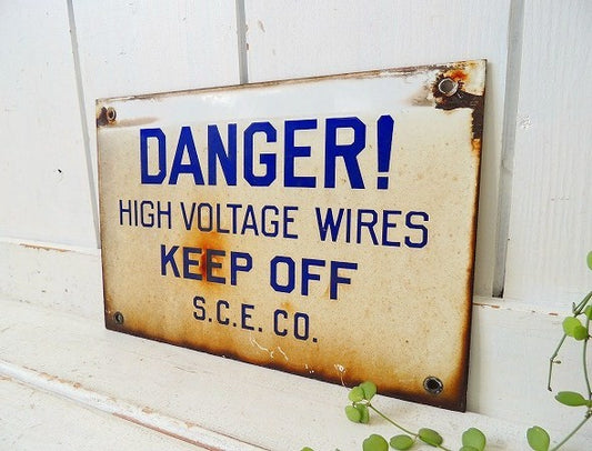 【DANGER/カリフォルニア】ホーロー製・ヴィンテージ・両面サインプレート/看板 USA