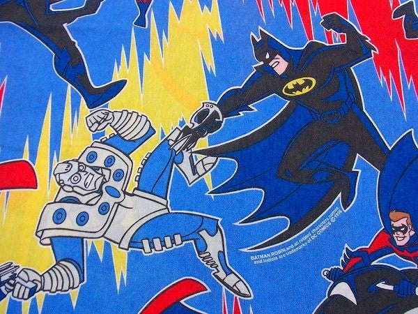 【BATMAN】バットマン&ロビン・キャラクター生地・ユーズドシーツ(フラット) USA