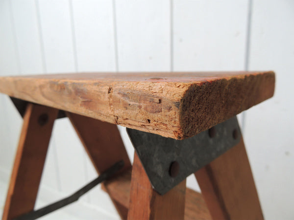 古い木製のナンバー入りアンティーク・ステップラダー/脚立/ガーデニング USA