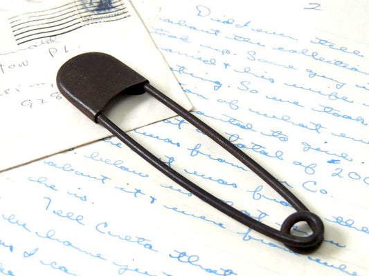 【USA・メタル製】大きなアンティーク・ランドリーピン/セーフティーピン/安全ピン