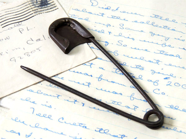 【USA・メタル製】大きなアンティーク・ランドリーピン/セーフティーピン/安全ピン