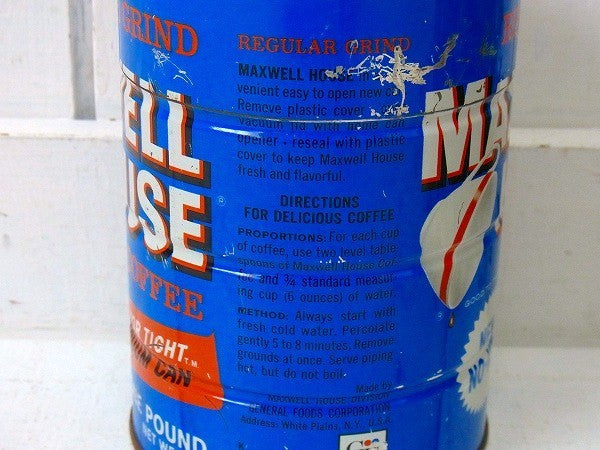 【MAXWELL HOUSE】ブリキ製・ヴィンテージ・コーヒー缶 USA