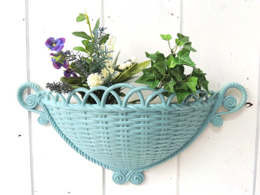 BURWOOD 水色・ハンギング・バスケット フラワーポット ガーデニング アメリカンビンテージ 庭