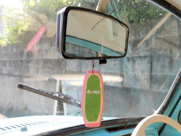 【ALOHA】松田大児・ブルー×イエロー・ハンドメイド・木製・ミニサーフボード・オブジェ⑱