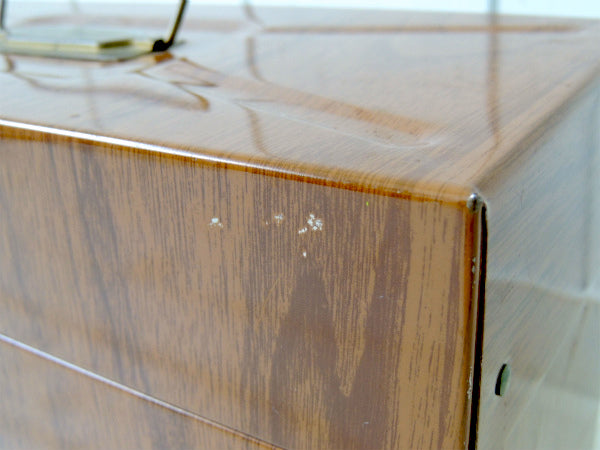 【PORTA FILE】レトロ・ウッド柄・ティン製・ヴィンテージ・ファイルケース・書類ケース USA