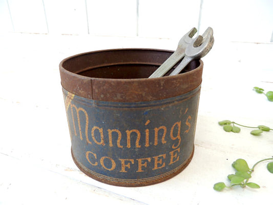 【Manning's COFFEE】ブリキ製・アンティーク・シャビーなコーヒー缶/ティン缶
