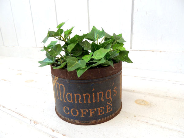 【Manning's COFFEE】ブリキ製・アンティーク・シャビーなコーヒー缶/ティン缶