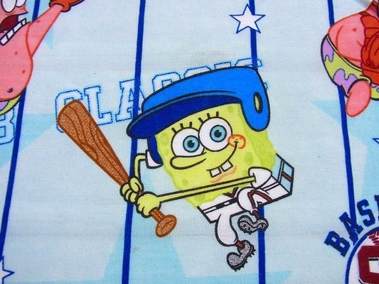 【スポンジボブ】ベースボール クラシック柄・ユーズドシーツ(フラット) USA