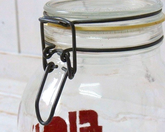 【TRIOMPHE】フランス・小麦粉のヴィンテージ・ガラスジャー/保存瓶/Flour