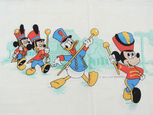 【ミッキーマウス&ドナルドダック】マーチングバンド柄・ヴィンテージ・ピロケース/枕カバー USA