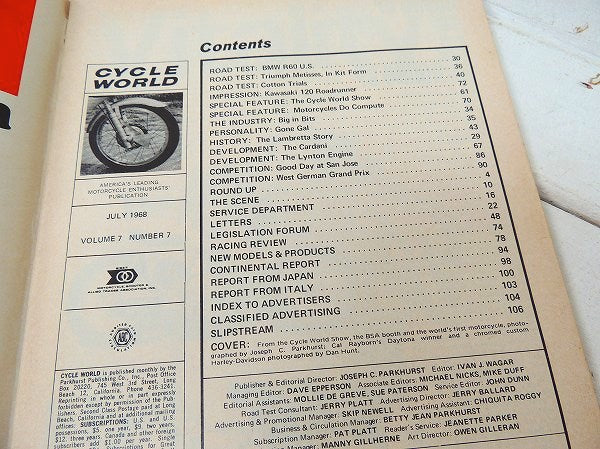【CYCLE WORLD/1968/BMW】ビンテージ・オートバイ雑誌・USA・ハーレーダビッドソン
