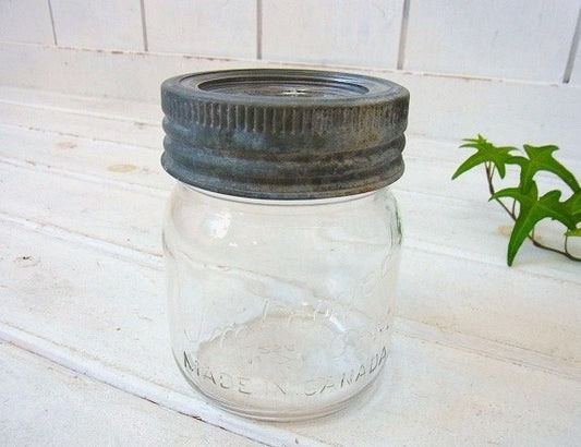【Improved GEM】カナダ製・アンティーク・ガラスジャー・クリア/保存瓶 USA