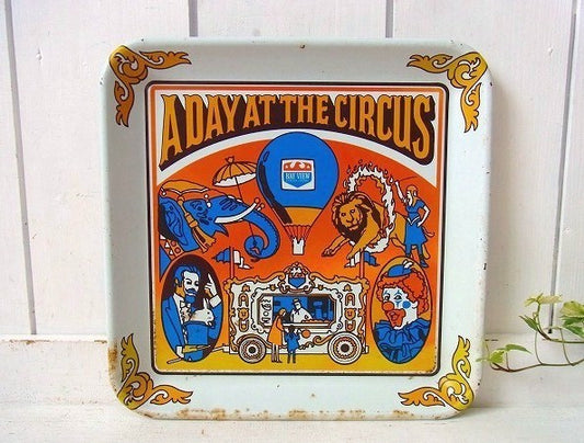 サーカス柄・ティン製・ノベルティ・ヴィンテージ・トレイ/盆 USA