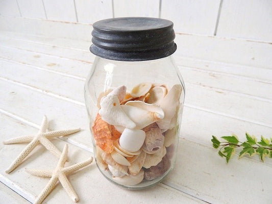 シャビーなアンティーク・ガラスジャー/ガラス瓶/保存ビン USA