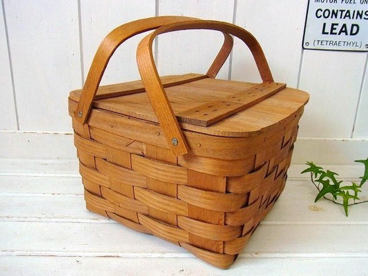 木製のピクニック・バスケット/パイバスケット/カゴ USA