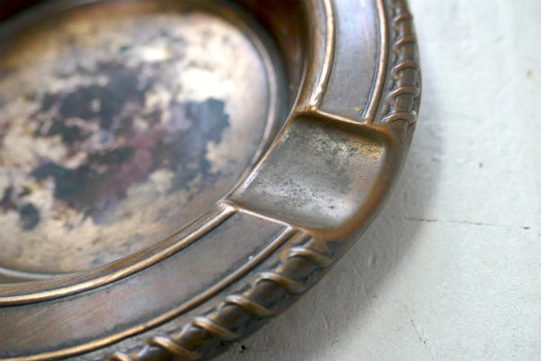 ニューヨーク FLUSHING SAVINGS 銀行 銅製 アンティーク 灰皿 アシュトレイ USA