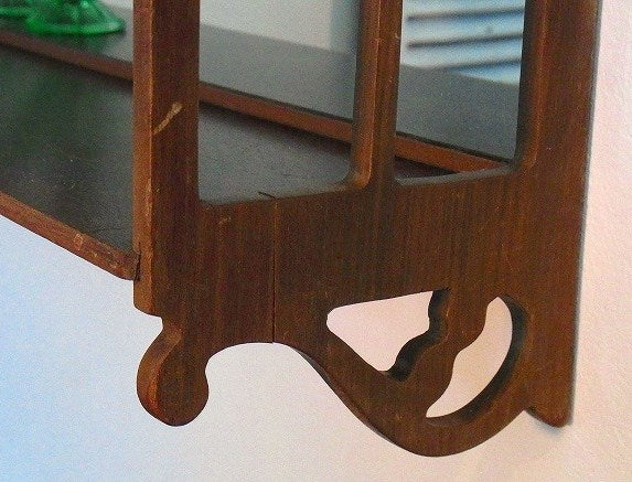 OLD アンティーク シェルフ インテリア 飾り棚 ディスプレイ ミラー付き 木製 USA