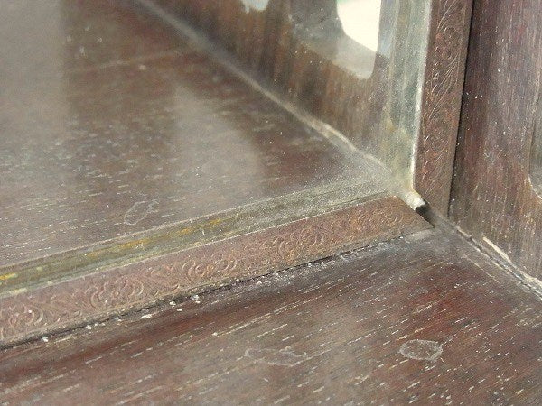 OLD アンティーク シェルフ インテリア 飾り棚 ディスプレイ ミラー付き 木製 USA