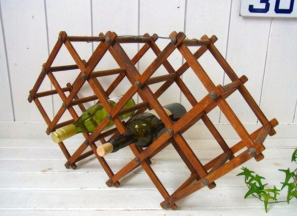 折りたたみみ式・木製・アンティーク・ワインラック/ボトルラック