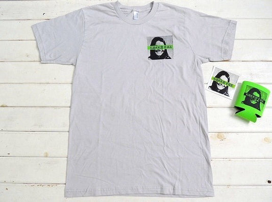 【GREEN FUZ】グリーンファズ・ライトグレーTシャツ&ステッカー&缶ホルダー・3点セット(M)