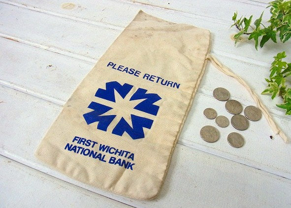 FIRST WICHITA NATIONAL BANK 銀行 ナショナルバンク ヴィンテージ コイン袋 布袋　USA