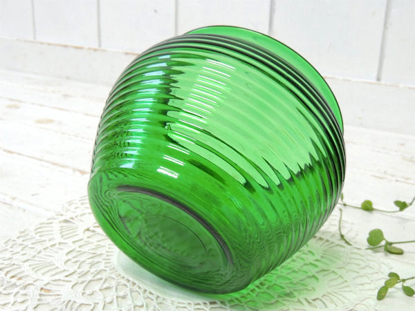 ミッドセンチュリー 波 ガラスデザイン・グリーン・ヴィンテージ・フラワーベース・花瓶 USA