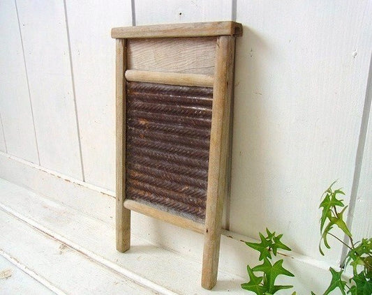 木製×ブリキ製・小さなヴィンテージ・ウォッシュボード/洗濯板 USA