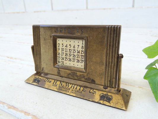 【The H.N. WHITE Co】真鍮製・アンティーク・デスクカレンダー・アドバタイジング