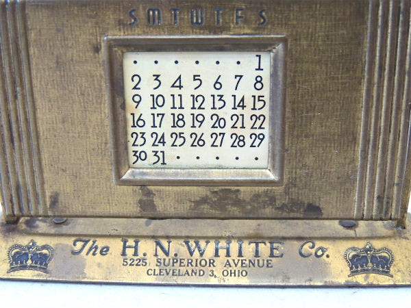 【The H.N. WHITE Co】真鍮製・アンティーク・デスクカレンダー・アドバタイジング