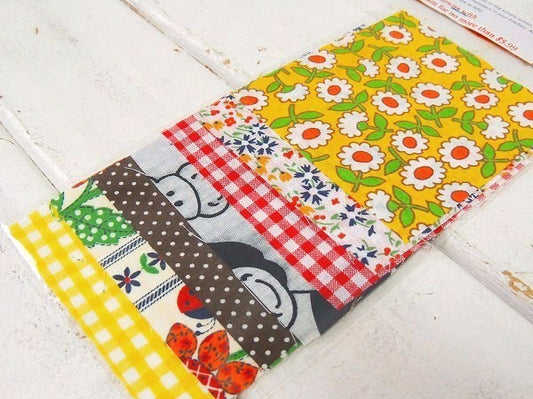 レトロポップ・ヴィンテージ・ファブリック・10cm角・はぎれ7枚セット/生地 USA